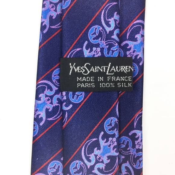 Yves Saint Laurent Blue Silk Men’s Tie - Picture 2 of 5